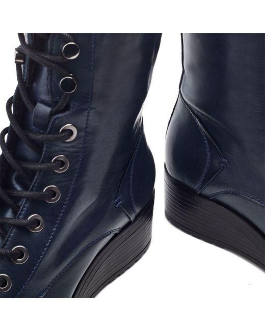 Moda In Pelle Blue Bezzy Lace Up Leather