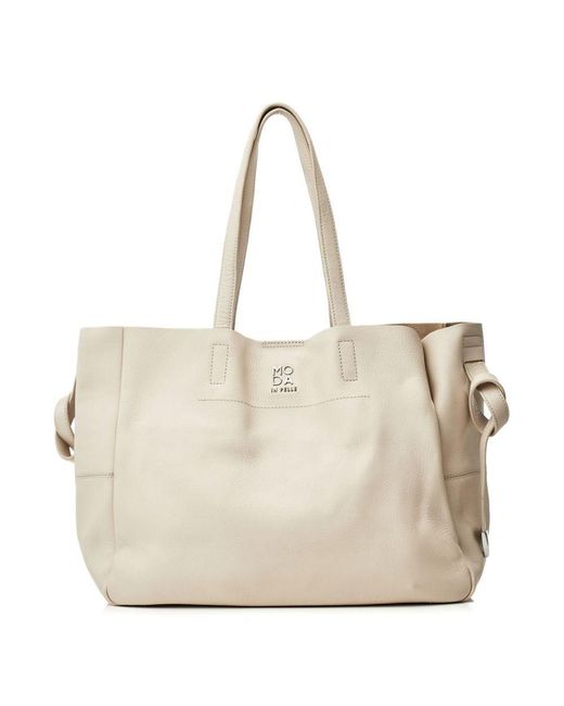 Moda In Pelle Natural Indiana Bag Off White Leather