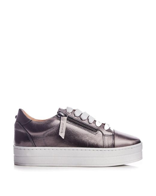 Moda In Pelle Gray Abbiy Pewter Metallic Leather