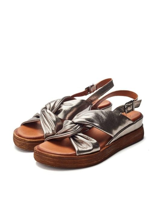 Moda In Pelle Brown Kalmia Pewter Leather