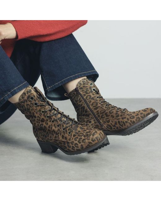 Moda In Pelle Brown Bezzie Dark Leopard Suede