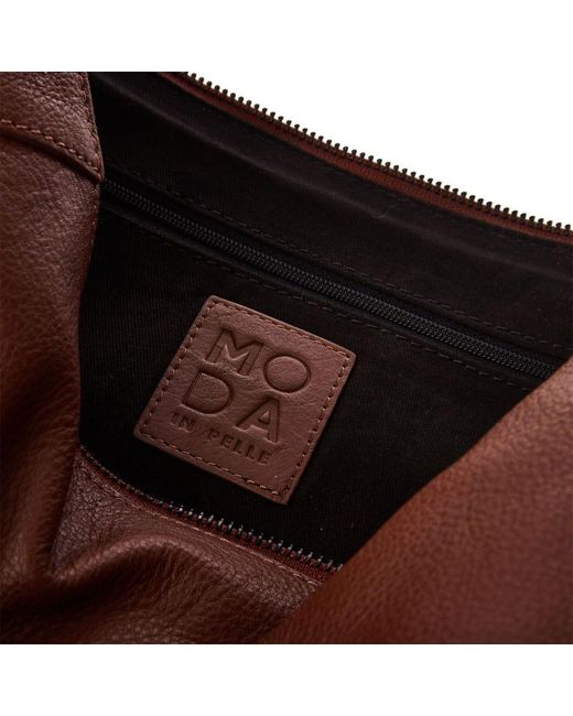 Moda In Pelle Brown Jasmine Bag Dark Tan Leather