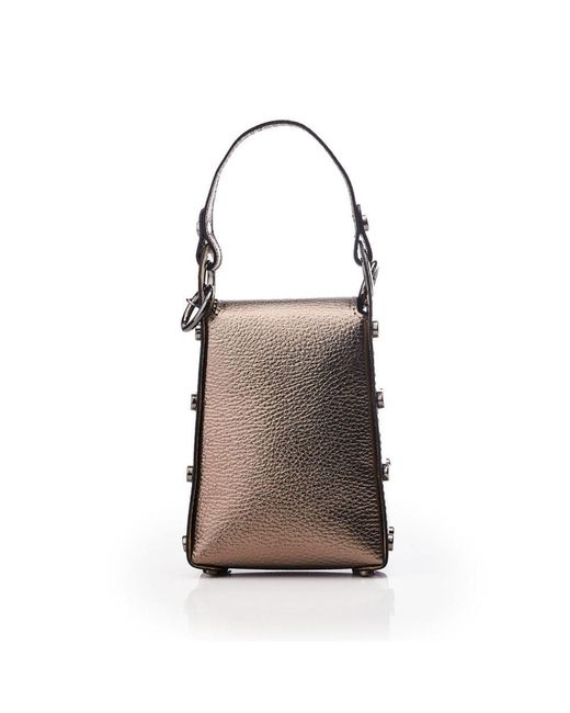 Moda In Pelle Brown Joie Bag Pewter Metallic Leather