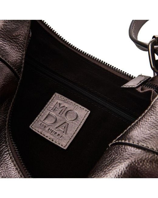 Moda In Pelle Gray Jasmine Bag Pewter Leather