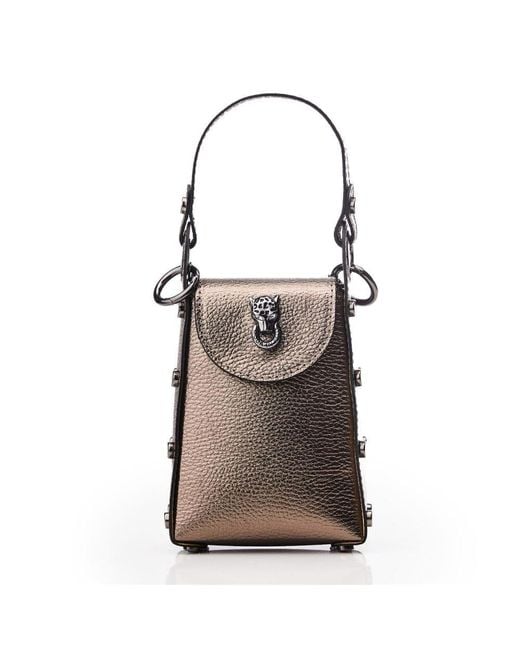 Moda In Pelle Brown Joie Bag Pewter Metallic Leather