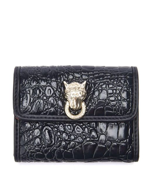 Moda In Pelle Blue Layla Purse Black Croc Print Porvair