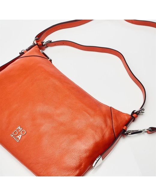 Moda In Pelle Red Jasmine Bag Orange Leather