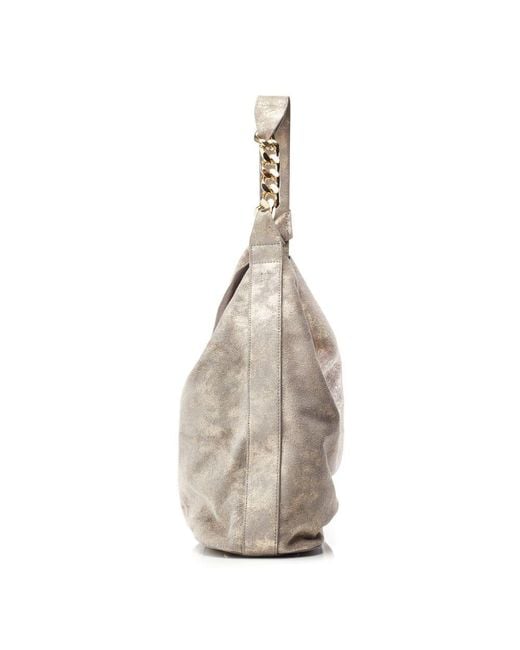 Moda In Pelle Gray Khloe Bag Champagne Suede