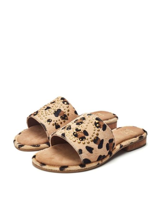 Moda In Pelle Natural Ferula Leopard Print Pony