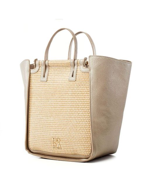Moda In Pelle Natural Phoenix Tote Gold Porvair