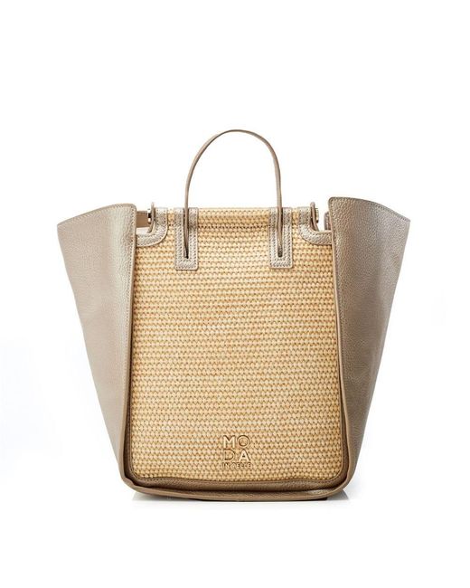 Moda In Pelle Natural Phoenix Tote Gold Porvair