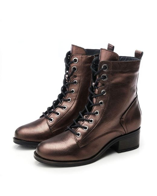 Moda In Pelle Brown Bezzie Pewter Leather