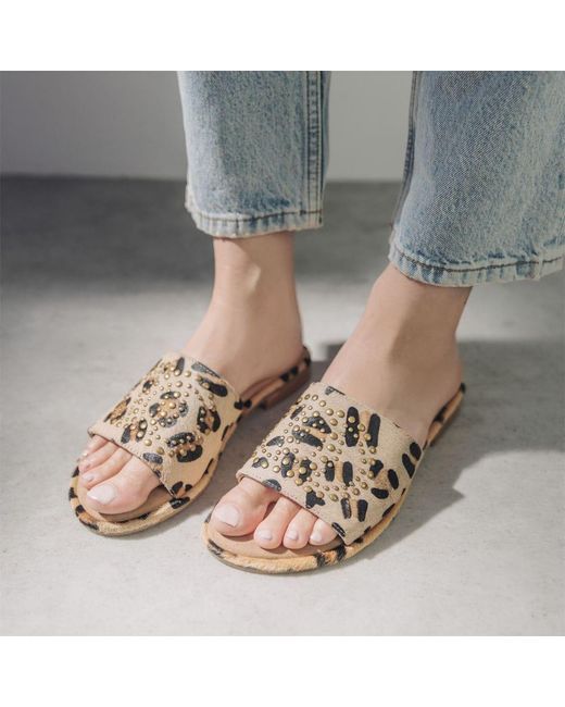 Moda In Pelle Natural Ferula Leopard Print Pony