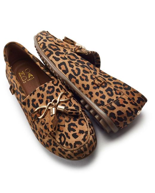 Moda In Pelle Brown Essana Leopard Suede