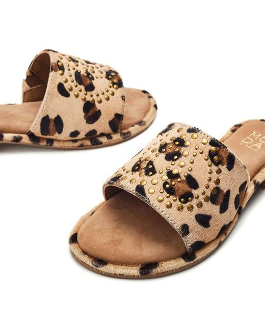 Moda In Pelle Natural Ferula Leopard Print Pony