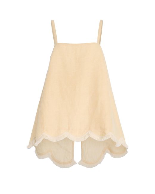 Posse Natural Essie Fringed Linen Top