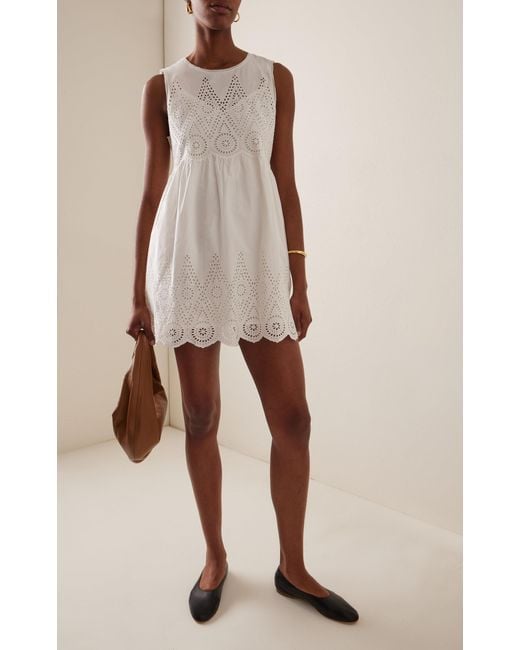 Posse White Louisa Broderie Anglaise Cotton Mini Dress