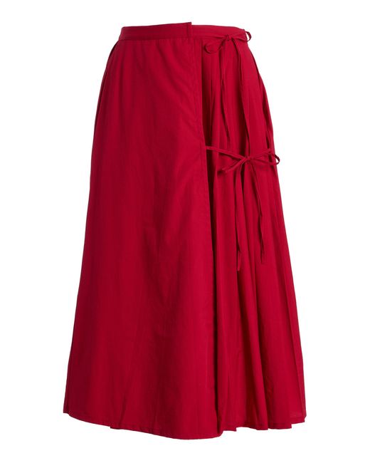 Marlies Grace Red Exclusive Lou Lou Cotton Midi Tie Skirt