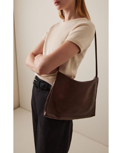 The Row Brown Nan Leather Shoulder Bag