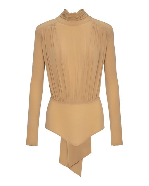 Magda Butrym White Long-Sleeve Turtleneck Bodysuit