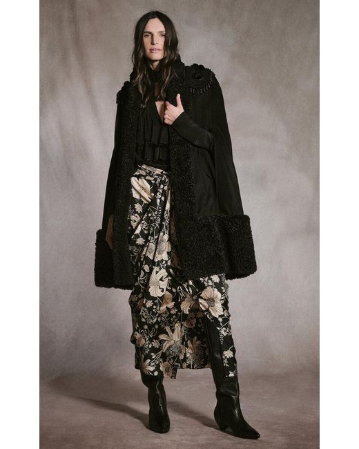 Johanna Ortiz Brown Twilight Grove Cashmere-Blend Cape