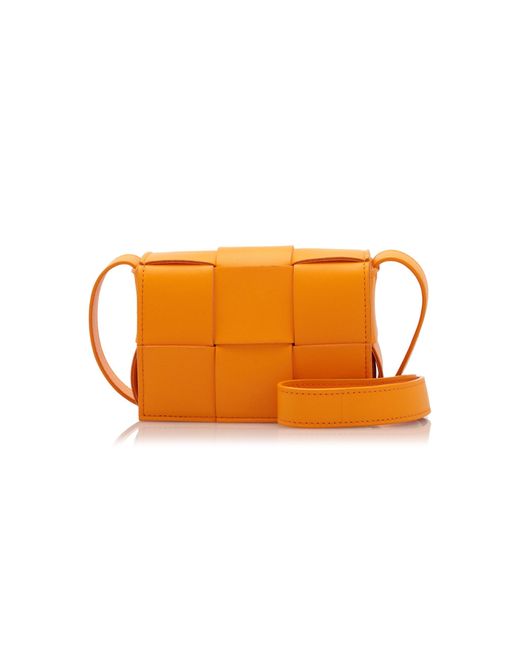 Bottega Veneta Orange Mini Cassette Leather Crossbody Bag