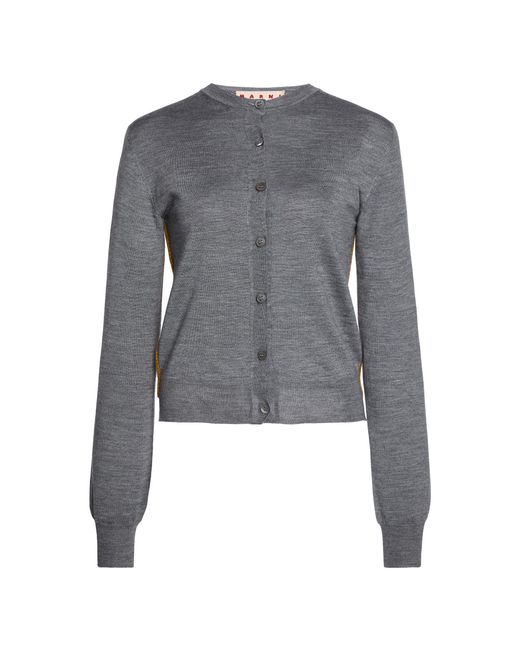 Marni Gray Wool-Silk Knit Cardigan