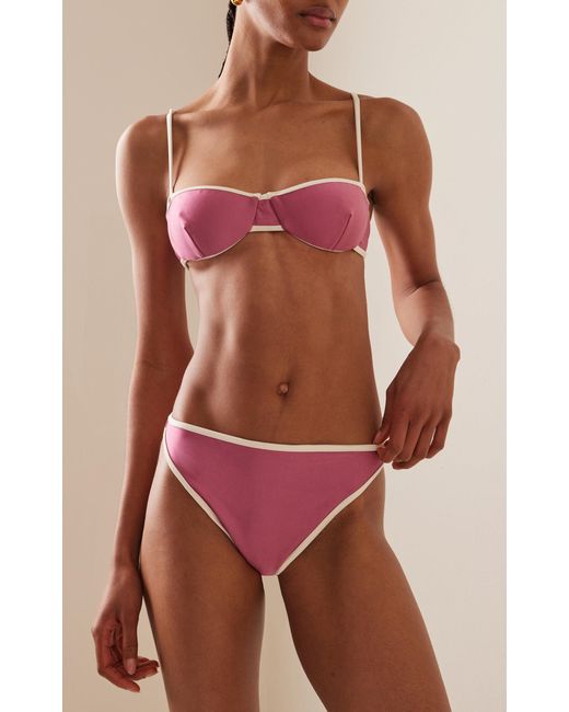 Juillet Pink Exclusive Edie Contrast-trimmed Bikini Bottom