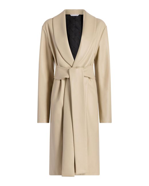 Marina Moscone Natural Belted Robe De Chambre Leather Coat