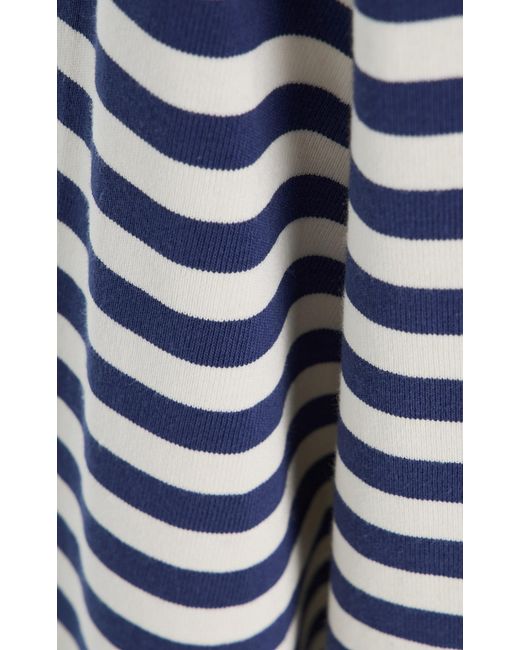 Posse Blue Haisley Striped Cotton Polo Top