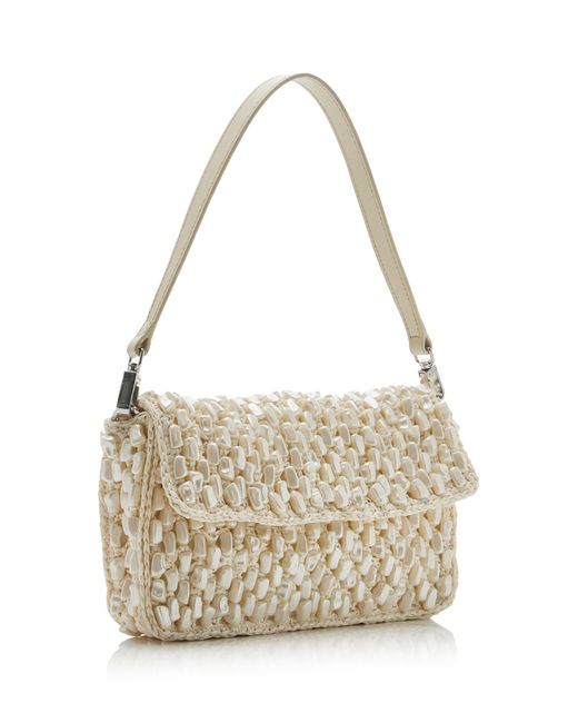 Staud White Timmy Shell-Detailed Crocheted Bag
