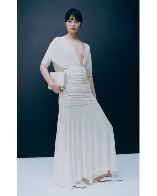 TOVE Natural Devi Gathered Jersey Gown