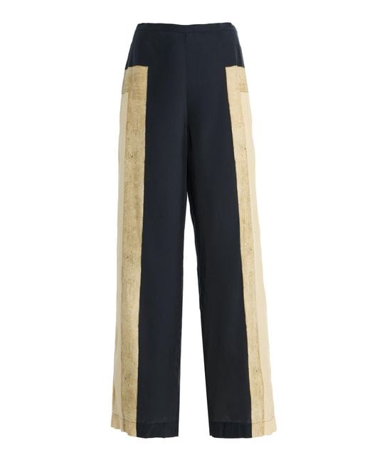 Sir Blue Sona Silk Straight-Leg Pants