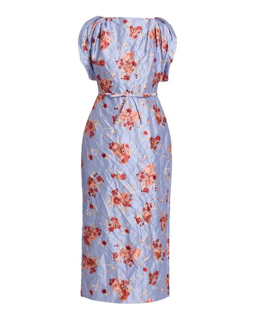 Erdem White Floral Textured Satin Maxi Dress