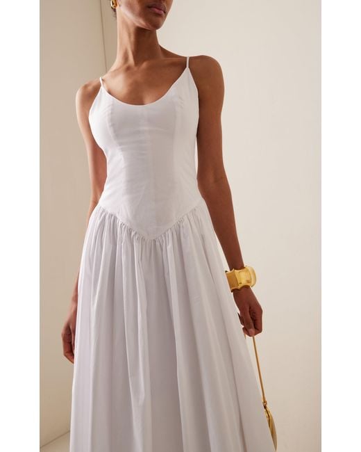 Staud White Dena Stretch-cotton Maxi Dress