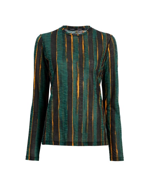 Proenza Schouler Green Mia Printed Cotton Tissue Jersey Top