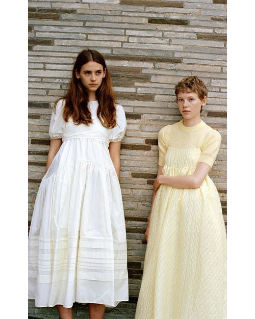 Cecilie Bahnsen Beth Strapless Linen-blend Dress in Yellow Cecilie Bahnsen Beth Strapless Linen-blend Dress in Yellow
