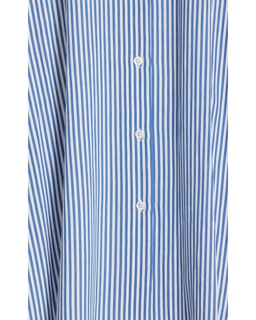 Frankie Shop Blue Avery Striped Twill Maxi Shirt Dress