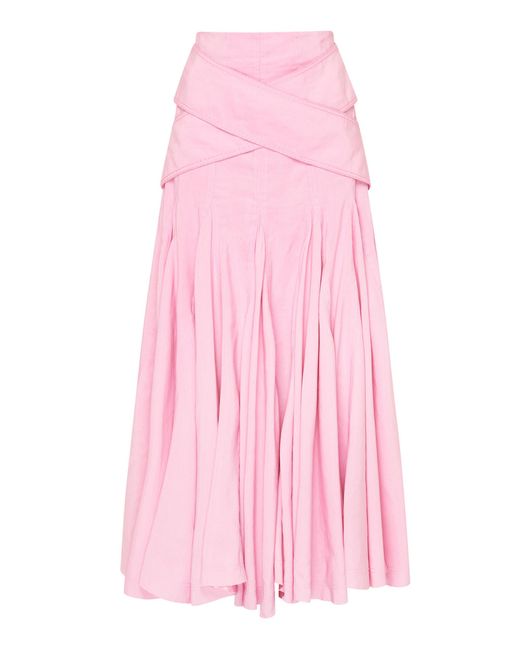 Aje. Serendipity Linen-blend Midi Skirt in Pink | Lyst