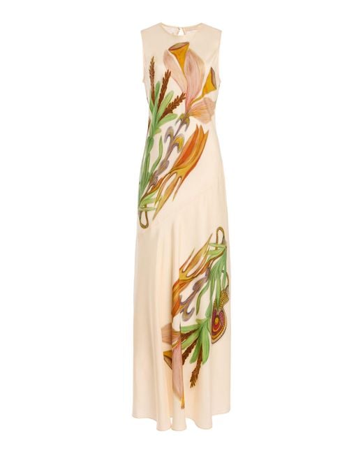 Ulla Johnson Metallic Gaea Printed Silk Maxi Dress