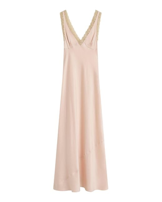 Posse Natural Blake Lace-Trimmed Silk Maxi Dress
