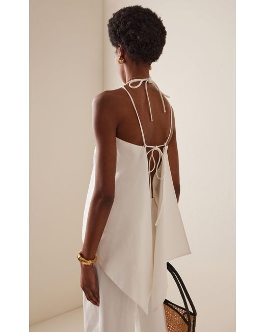 Third Form White Fusion Draped Cotton Halter Top