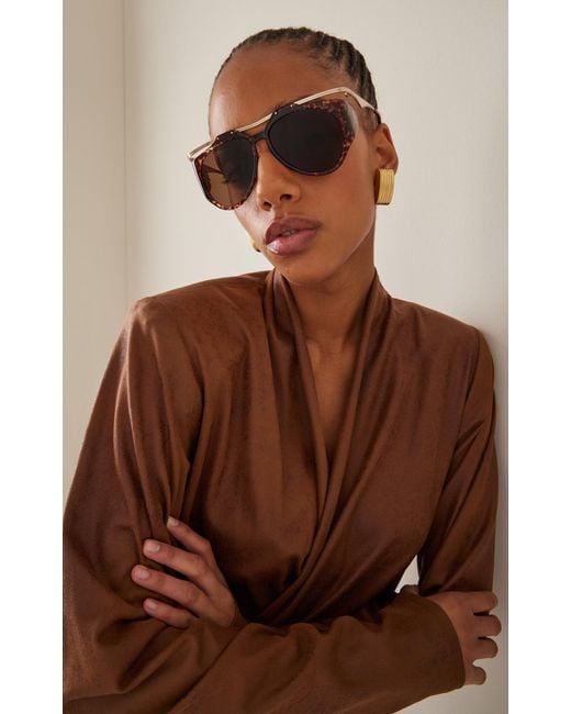 Saint Laurent Brown Amelia Aviator Metal Sunglasses