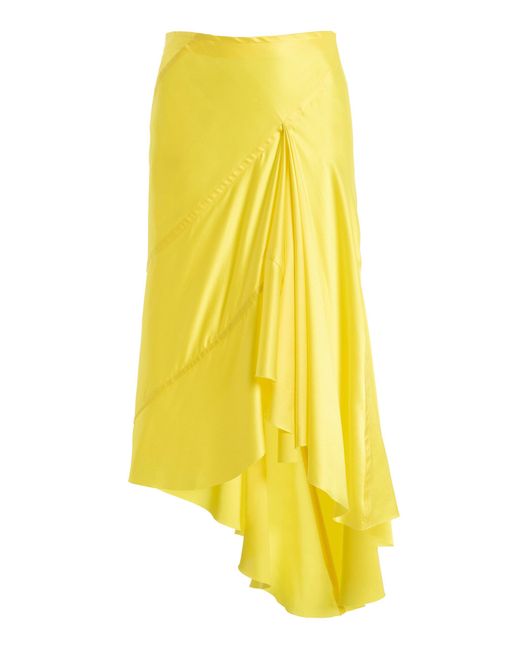 Zankov Yellow Conova Silk Midi Skirt