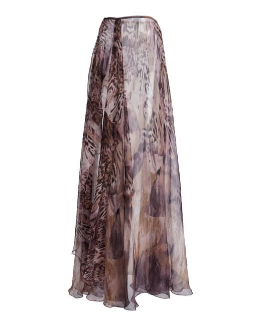 Zuhair Murad Purple Chiffon Guppy Long Skirt