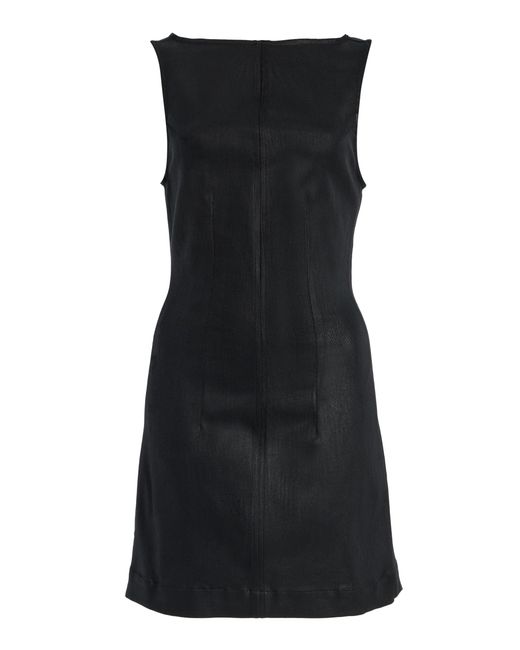 DL1961 Black Esme Mini Boat Neck Instasculpt Wax-Coated Denim Dress