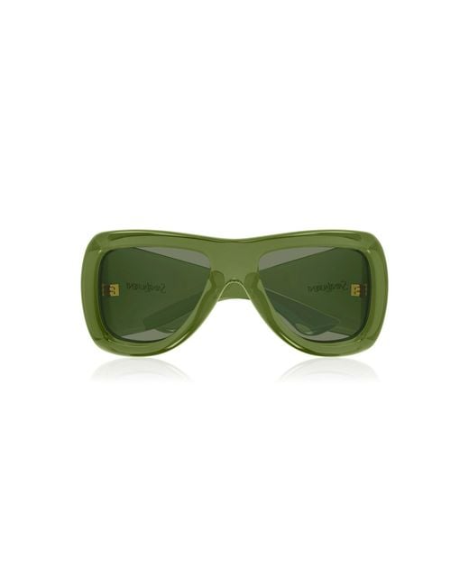 Saint Laurent Green Howl Square-Framed Acetate Sunglasses