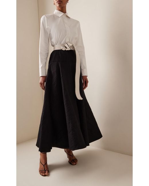 Brandon Maxwell Black The Ember Linen-blend Midi Skirt