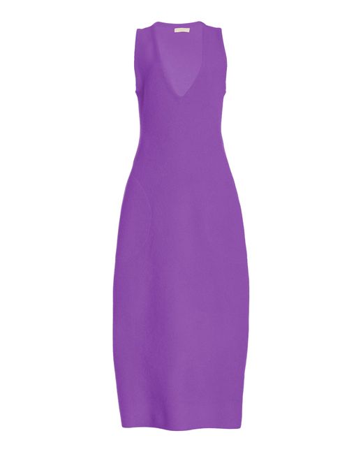 Ulla Johnson Purple Nevina Curved-seam Merino Wool Knit Maxi Dress
