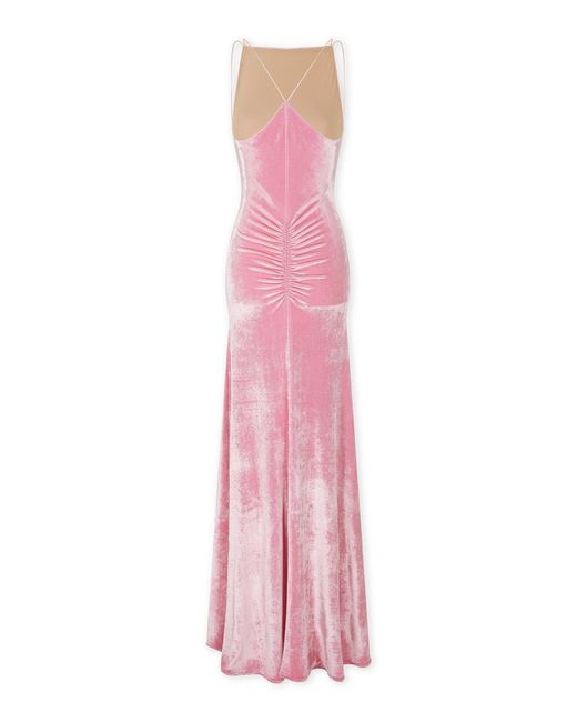 Rabanne Pink Draped Velvet Maxi Dress